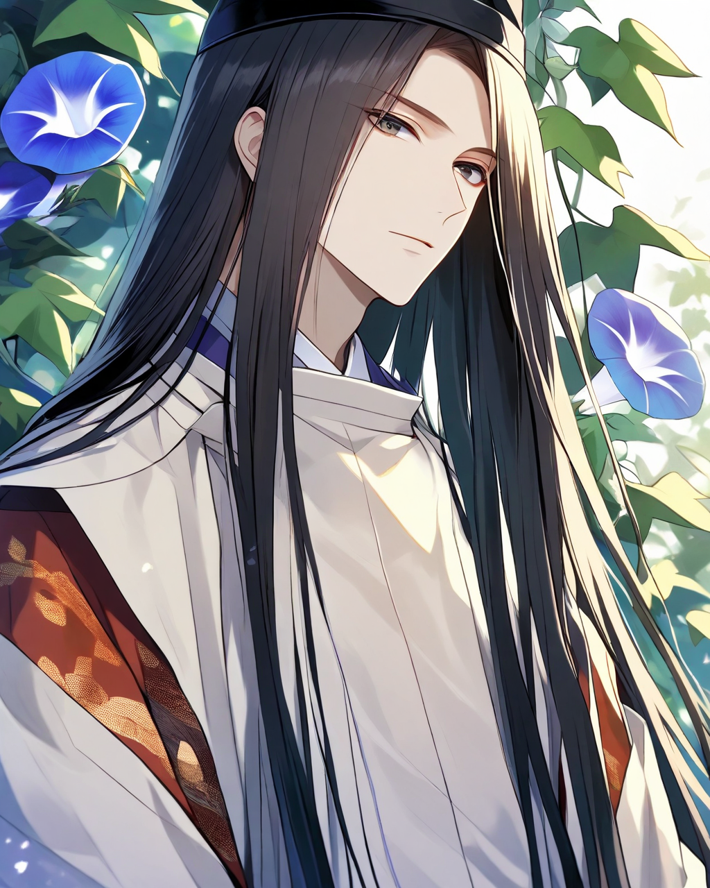 36906-394305187-1boy, male, beautiful face. beautiful boy. man._kariginu. eboshi, tateeboshi. japanese cloth. heian._beautiful long hair. Mornin.png